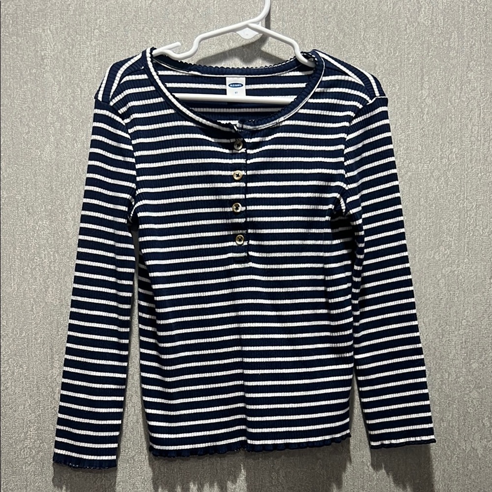 Old Navy Blue and White Long Sleeve Tee